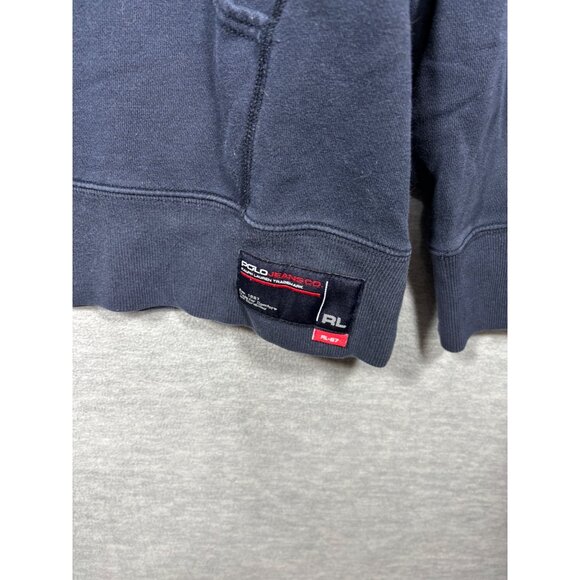 Vtg 90s Ralph Lauren Polo Jeans Mens Hoodie L RL-67 Navy Blue Logo - Picture 3 of 7